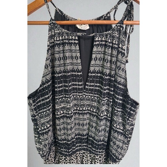 Lovestitch Dress Size M Black Boho Maxi Sleeveless Print Halter Tiered NWT - Picture 2 of 5